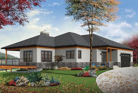 Coastal, Contemporary, Ranch House Plan 76406 with 4 Beds, 4 Baths, 2 Car Garage Elevation