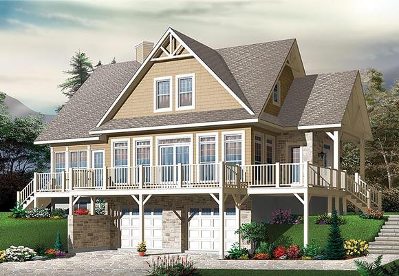 Coastal, Contemporary, Country, Traditional House Plan 76410 with 4 Beds, 3 Baths, 2 Car Garage Elevation