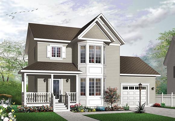 Country, Farmhouse, Victorian House Plan 76413 with 3 Beds, 3 Baths, 1 Car Garage Elevation