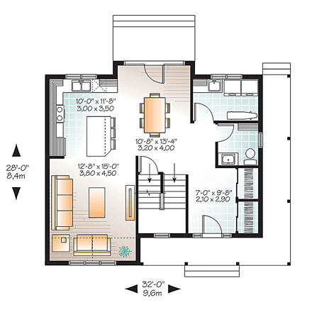 Country, Craftsman, Farmhouse House Plan 76416 with 3 Beds, 2 Baths First Level Plan