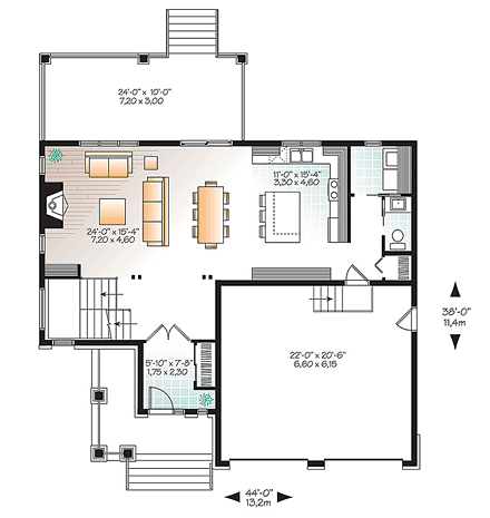 Contemporary, Craftsman, Modern House Plan 76419 with 4 Beds, 3 Baths, 2 Car Garage First Level Plan