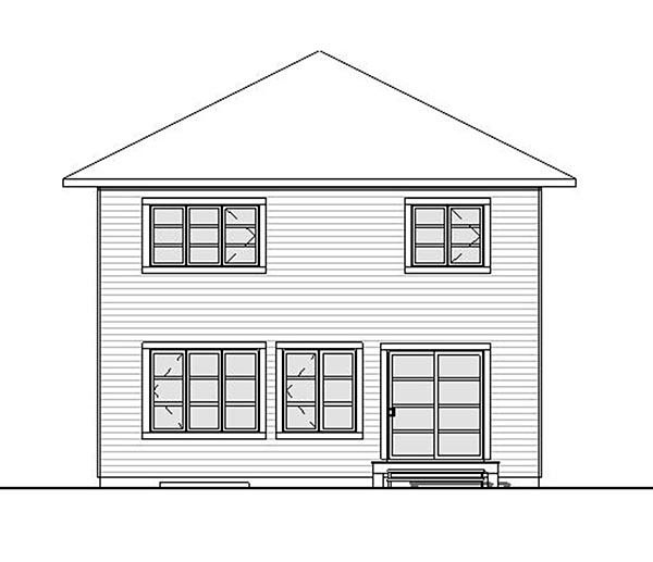Contemporary, European, Traditional Plan with 1680 Sq. Ft., 3 Bedrooms, 2 Bathrooms Rear Elevation