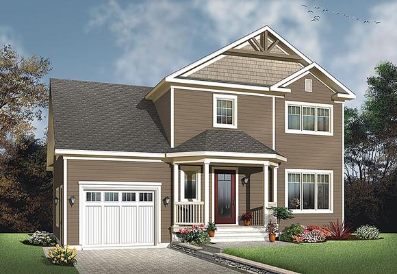 Colonial, Country, Traditional House Plan 76424 with 3 Beds, 3 Baths, 1 Car Garage Elevation