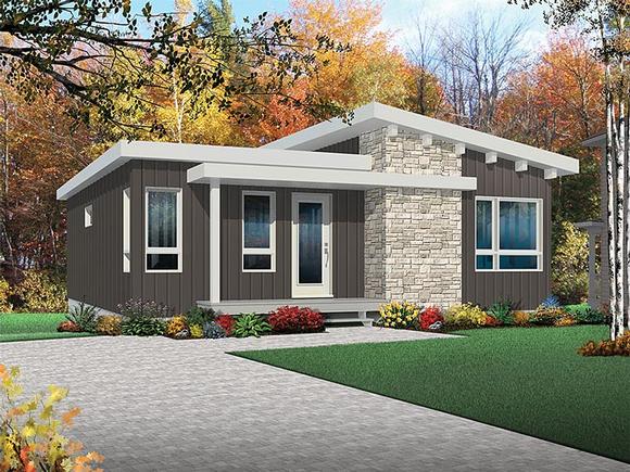 Contemporary, Cottage, Modern House Plan 76436 with 4 Beds, 2 Baths Elevation