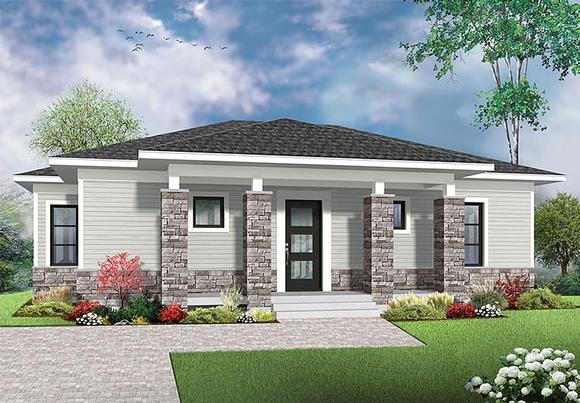 Contemporary, Modern House Plan 76437 with 2 Beds, 1 Baths Elevation