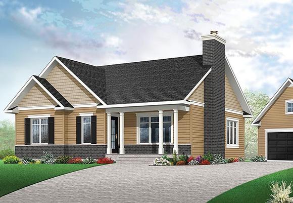 Traditional House Plan 76438 with 3 Beds, 2 Baths Elevation