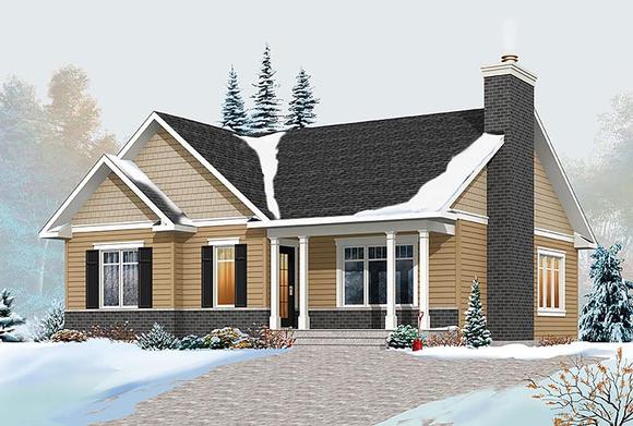Ranch, Traditional House Plan 76439 with 2 Beds, 1 Baths Elevation