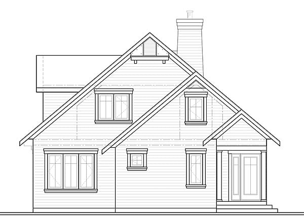 Cottage, Southern, Traditional House Plan 76452 with 4 Beds, 3 Baths Rear Elevation