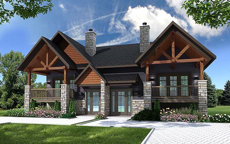 Country, Craftsman Multi-Family Plan 76466 Elevation