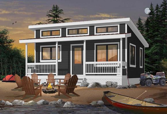 Bungalow, Coastal, Contemporary, Ranch House Plan 76472 with 1 Beds, 1 Baths Elevation