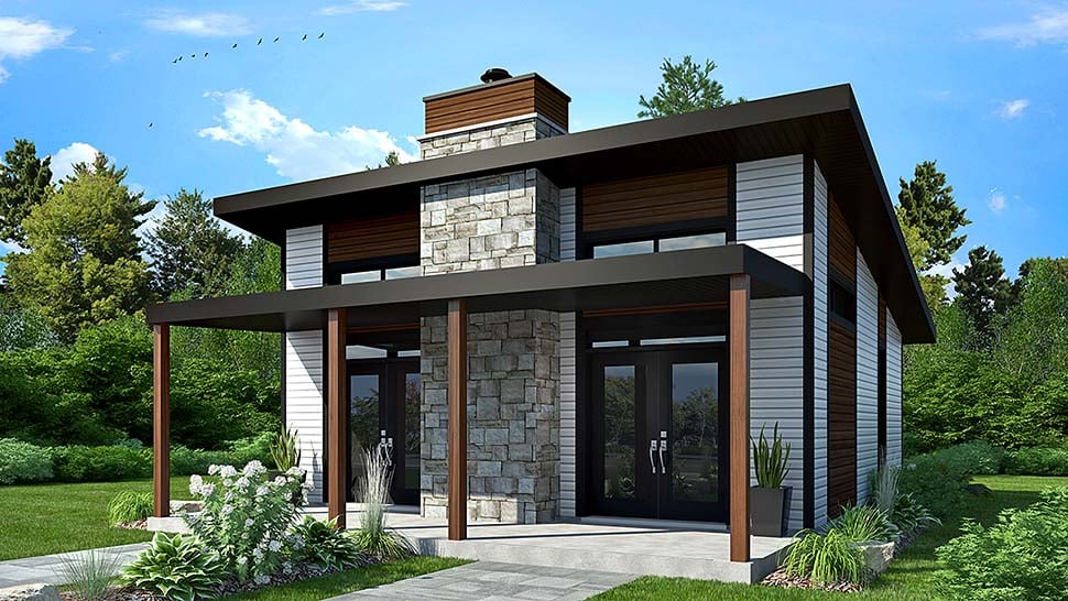 Contemporary, Modern House Plan 76474 with 2 Beds, 1 Baths Elevation