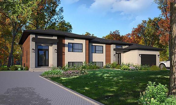 Contemporary, Modern Multi-Family Plan 76477 with 6 Beds, 4 Baths, 1 Car Garage Elevation