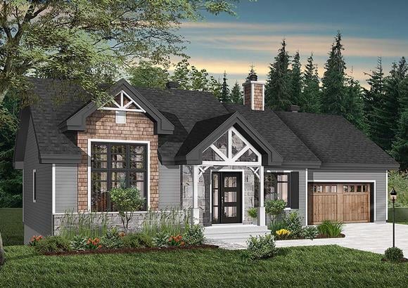 Craftsman, Ranch House Plan 76483 with 2 Beds, 1 Baths, 1 Car Garage Elevation