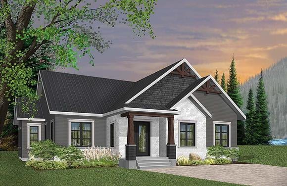 Country, Craftsman, Modern, Ranch House Plan 76487 with 3 Beds, 2 Baths Elevation