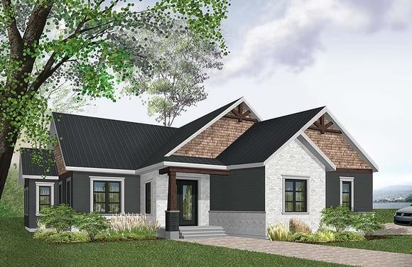 Country, Craftsman, Farmhouse House Plan 76489 with 3 Beds, 2 Baths, 2 Car Garage Elevation