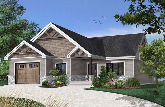 Country, Craftsman, Farmhouse, Modern, Ranch House Plan 76492 with 2 Beds, 2 Baths, 1 Car Garage Elevation