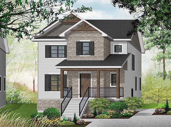 Contemporary, Craftsman, Modern House Plan 76496 with 3 Beds, 2 Baths Elevation