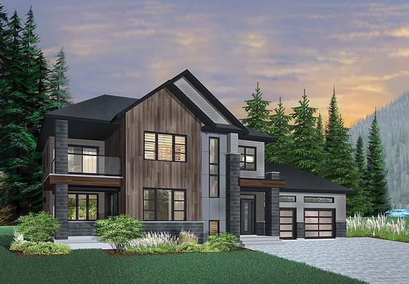 Contemporary, Modern House Plan 76498 with 3 Beds, 3 Baths, 2 Car Garage Elevation