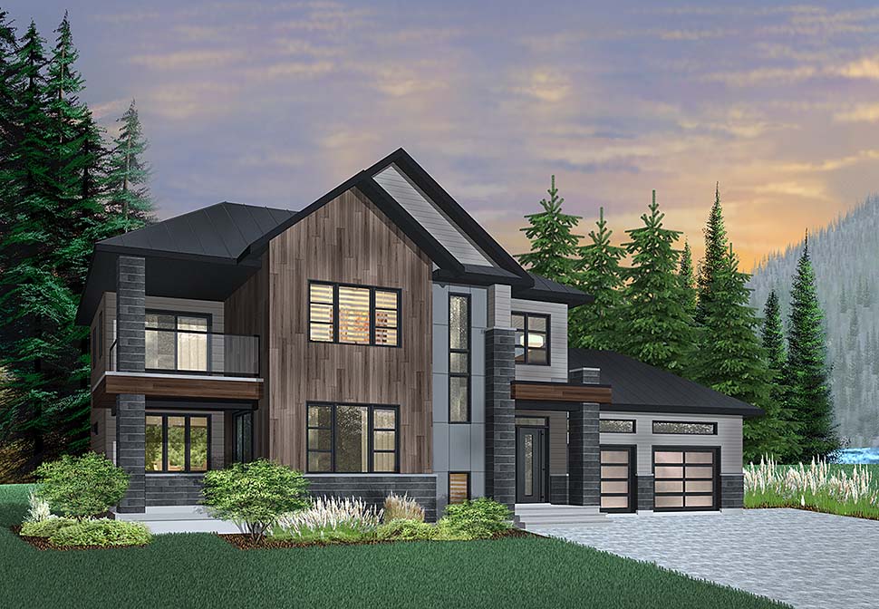 Contemporary, Modern Plan with 2164 Sq. Ft., 3 Bedrooms, 3 Bathrooms, 2 Car Garage Elevation