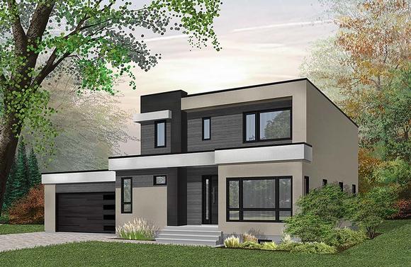 Contemporary, Modern House Plan 76500 with 3 Beds, 3 Baths, 2 Car Garage Elevation
