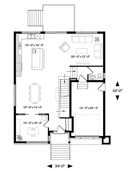 Contemporary, Modern House Plan 76502 with 4 Beds, 4 Baths, 1 Car Garage First Level Plan
