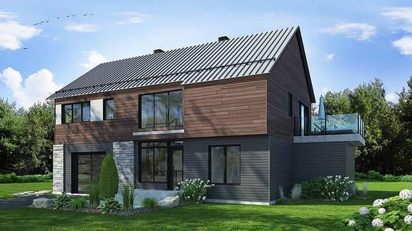 Cabin, Contemporary, Country House Plan 76504 with 3 Beds, 3 Baths, 1 Car Garage Elevation