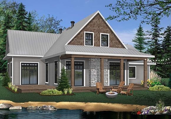 Cabin, Cottage, Country House Plan 76505 with 3 Beds, 3 Baths, 2 Car Garage Elevation