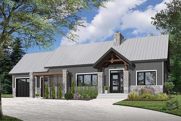 Cape Cod, Cottage, Country, Craftsman, Farmhouse House Plan 76509 with 2 Beds, 1 Baths, 1 Car Garage Elevation
