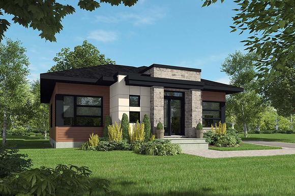 Contemporary, Modern House Plan 76514 with 2 Beds, 1 Baths Elevation