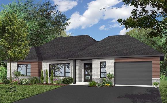 Bungalow, Contemporary, European, Modern House Plan 76517 with 2 Beds, 1 Baths, 1 Car Garage Elevation