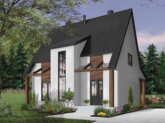 Contemporary, Cottage, Modern House Plan 76519 with 3 Beds, 3 Baths Elevation