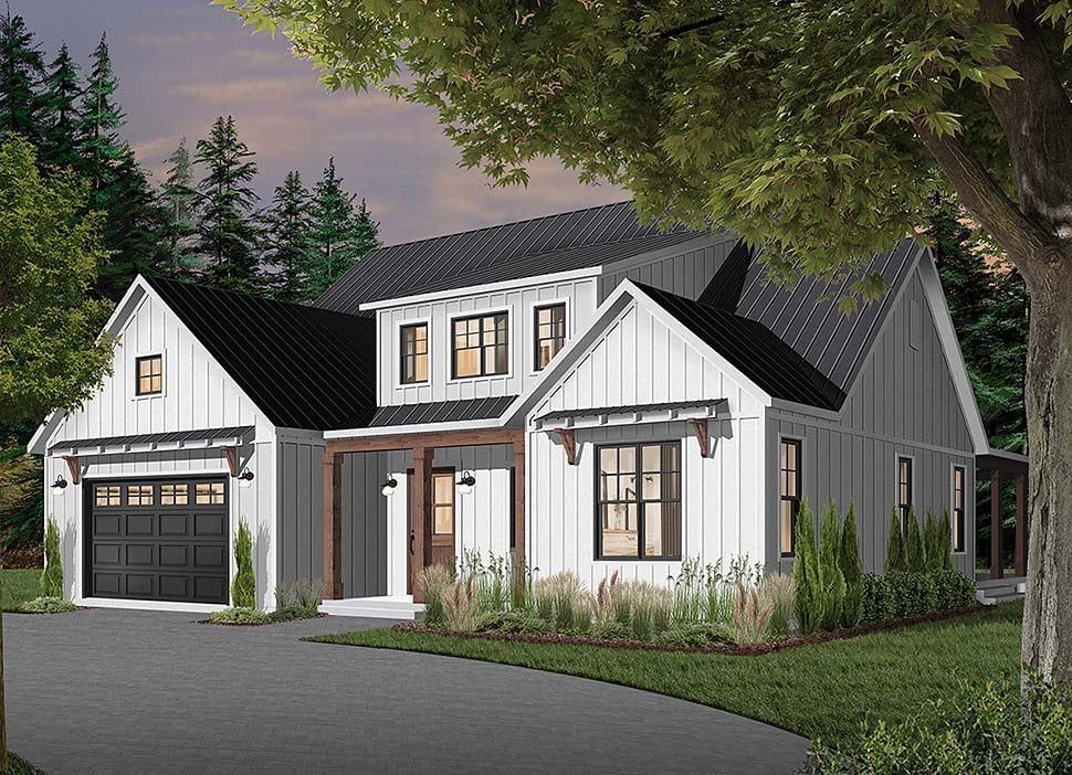 Cape Cod, Country, Craftsman, Farmhouse, Ranch Plan with 3354 Sq. Ft., 4 Bedrooms, 4 Bathrooms, 3 Car Garage Elevation