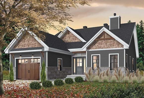 Country, Craftsman, Farmhouse, Modern House Plan 76522 with 2 Beds, 2 Baths, 1 Car Garage Elevation