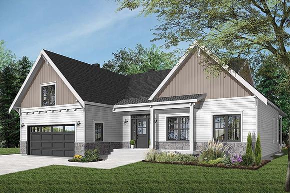 Bungalow House Plan 76524 with 2 Beds, 2 Baths, 2 Car Garage Elevation