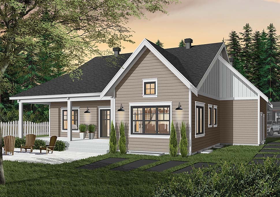 Bungalow Plan with 1556 Sq. Ft., 2 Bedrooms, 2 Bathrooms, 2 Car Garage Picture 3