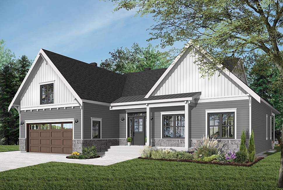 Bungalow Plan with 1556 Sq. Ft., 2 Bedrooms, 2 Bathrooms, 2 Car Garage Picture 4