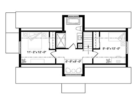 Cabin, Cottage House Plan 76525 with 3 Beds, 2 Baths Second Level Plan