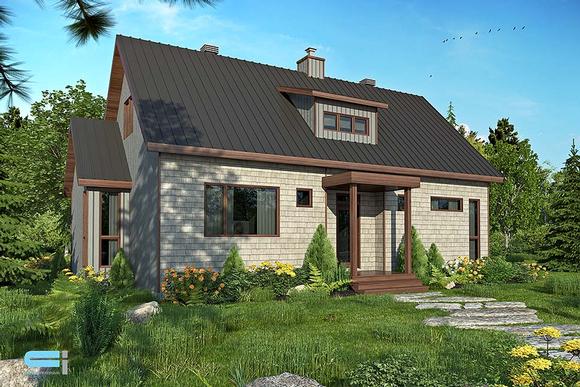 Cabin, Cottage House Plan 76525 with 3 Beds, 2 Baths Elevation