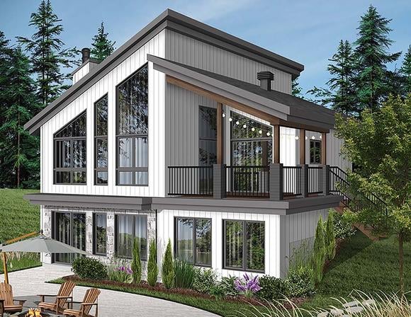 Contemporary, Cottage, Modern House Plan 76526 with 3 Beds, 2 Baths Elevation