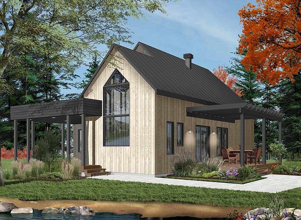 Contemporary, Cottage, Modern Plan with 1200 Sq. Ft., 2 Bedrooms, 1 Bathrooms Picture 3