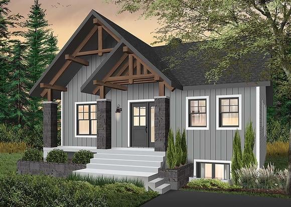 Bungalow, Contemporary, Cottage House Plan 76528 with 3 Beds, 2 Baths Elevation