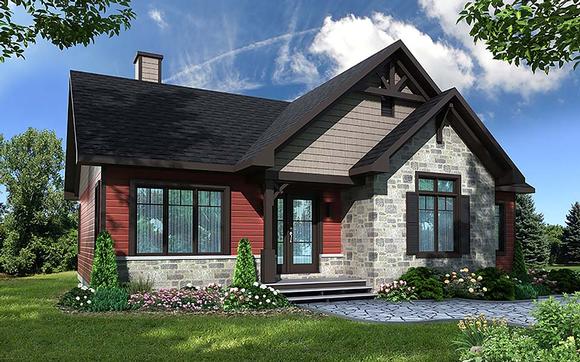 Bungalow, Cottage, Craftsman House Plan 76536 with 3 Beds, 1 Baths Elevation