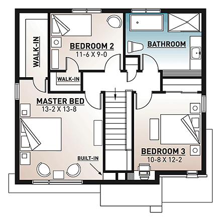 Contemporary, Modern House Plan 76537 with 3 Beds, 2 Baths Second Level Plan