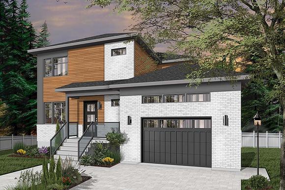 Contemporary, Modern House Plan 76539 with 3 Beds, 3 Baths, 1 Car Garage Elevation