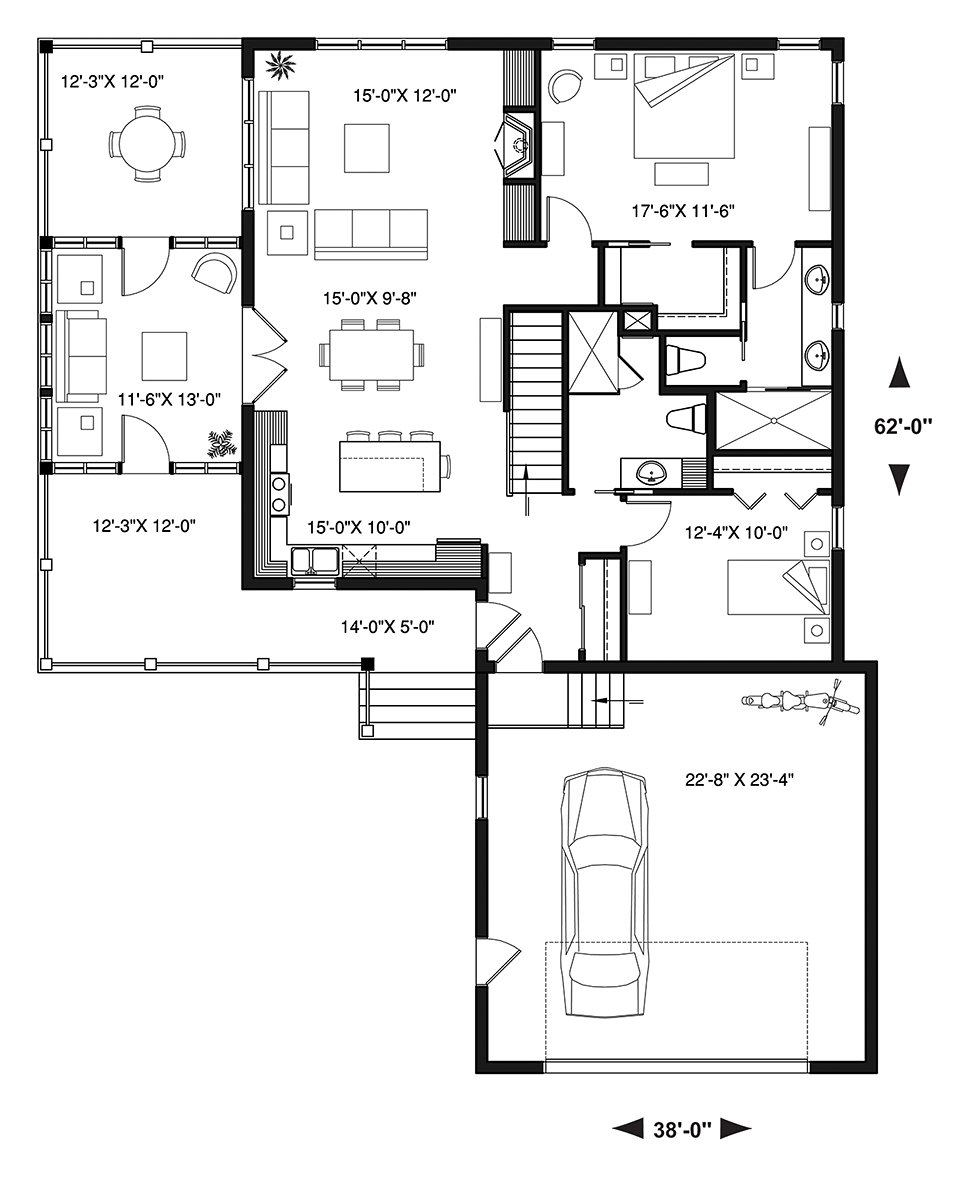 House Plan 76541 - Traditional Style with 2596 Sq Ft, 4 Bed, 3 Ba