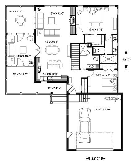 House Plan 76541 - Traditional Style with 2596 Sq Ft, 4 Bed, 3 Ba