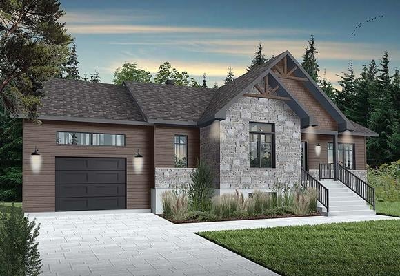 Bungalow, Craftsman House Plan 76542 with 2 Beds, 1 Baths, 1 Car Garage Elevation