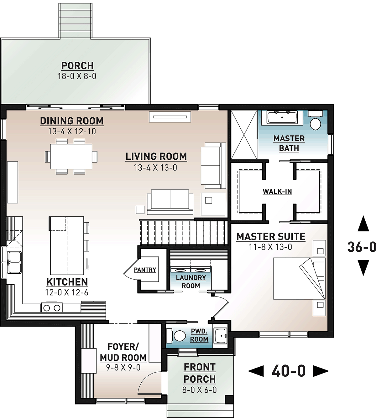 Contemporary, Modern House Plan 76543 with 1 Beds, 2 Baths Level One