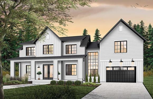 Colonial, Farmhouse, Traditional House Plan 76544 with 3 Beds, 3 Baths, 1 Car Garage Elevation