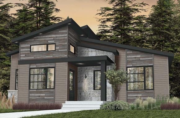 Contemporary, Country, Craftsman, Modern House Plan 76549 with 2 Beds, 1 Baths Elevation
